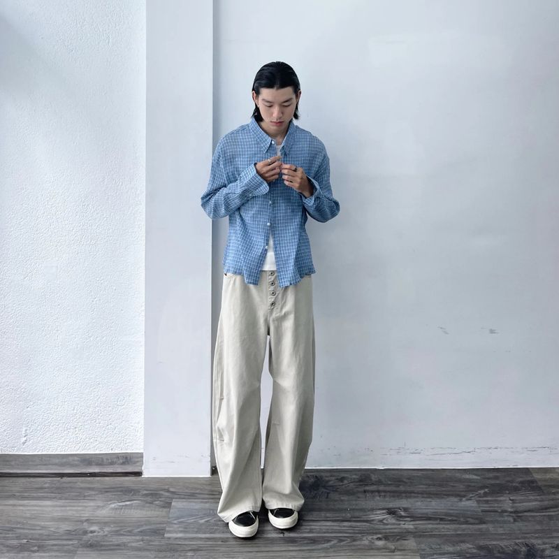 Soft Grid Oversized Shirt