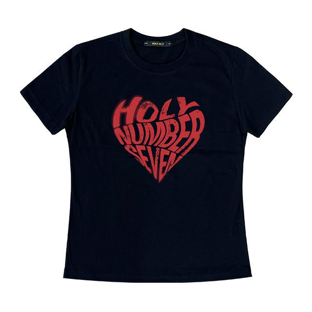 HOLY NUMBER 7(ホーリーナンバーセブン)の「HEART GRAPHIC SLIM FIT SHORT SLEEVE TEE_BLACK&RED(Tops)」