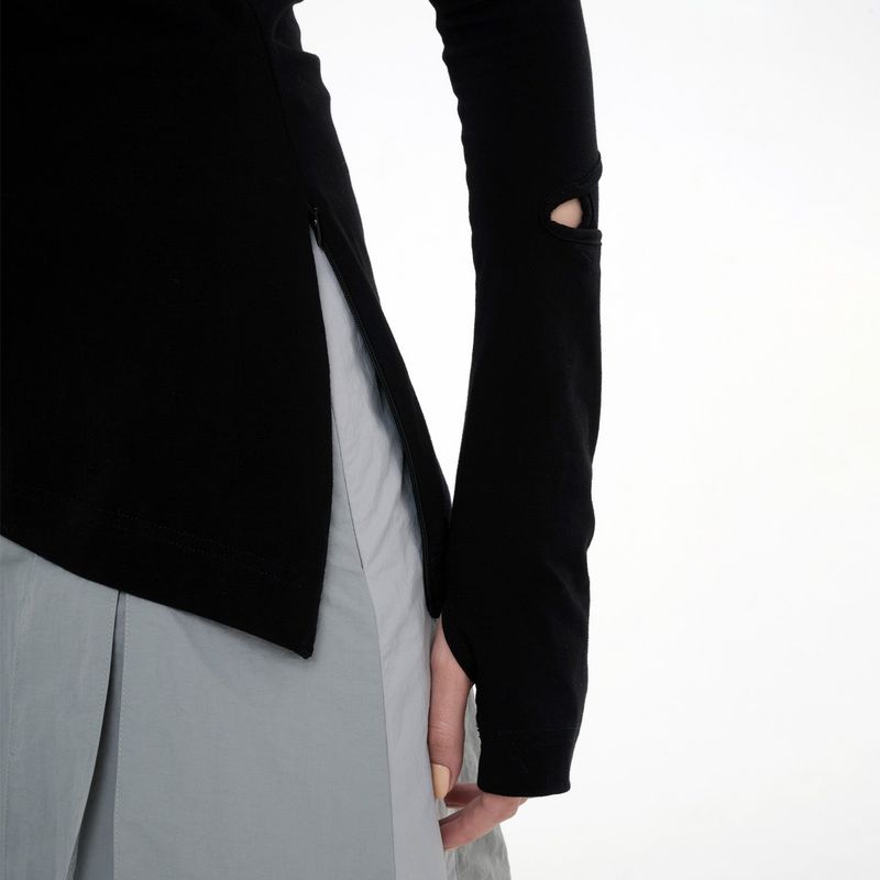 CUTOUT ZIPPER TOP(BLACK)