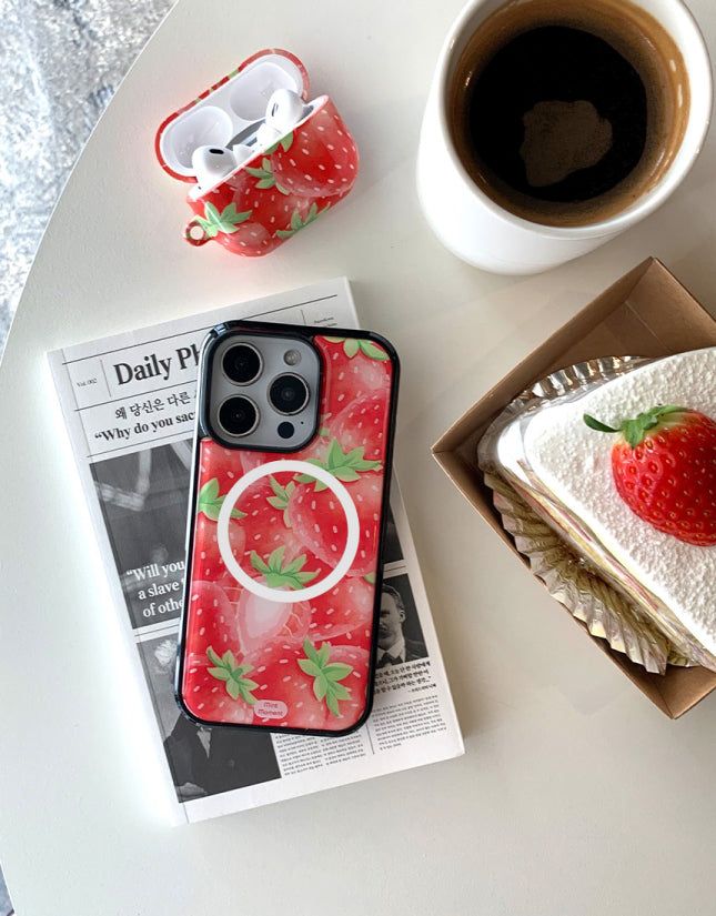 [MADE]レッドストロベリーシュガー ブラックエポキシ バンパー iPhoneケース MagSafe
