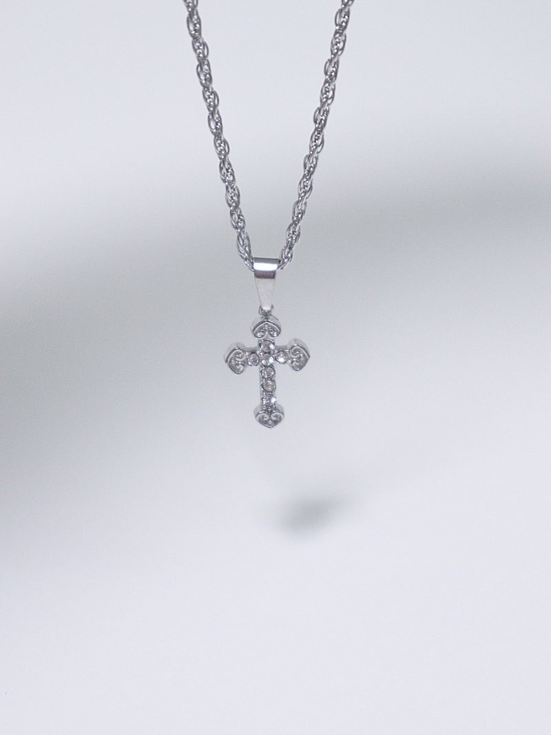 crystal stone cubic cross necklace