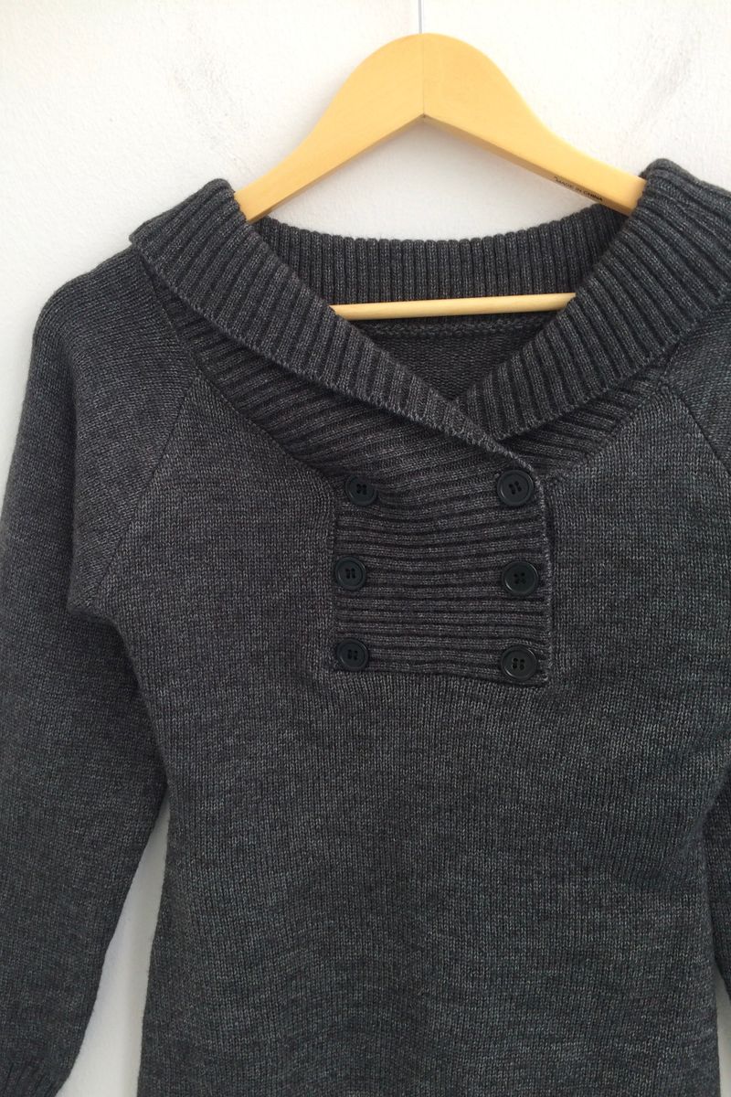 button shawl collar knitwear