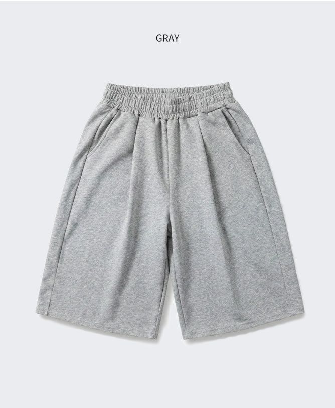 Balloon Curved Sweat Bermuda Pants Gray