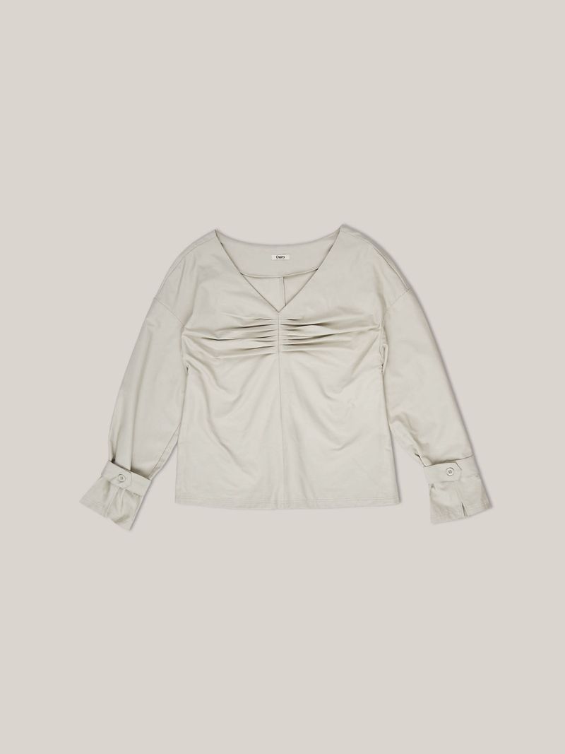 PINTUCK POINT BLOUSE [ MINT GRAY ]