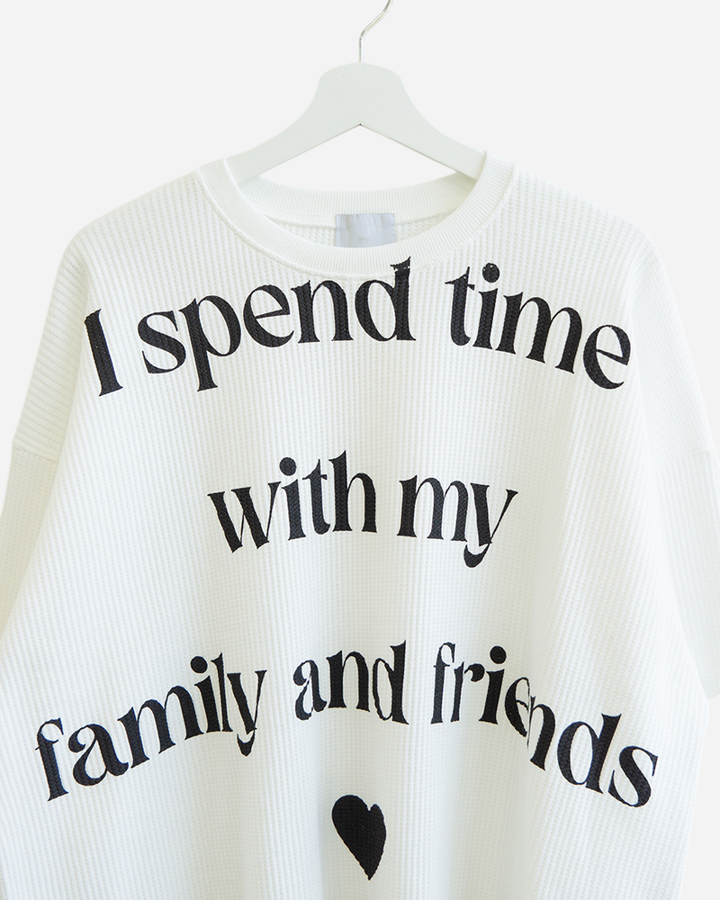 Spend Lettering Waffle Long Sleeve