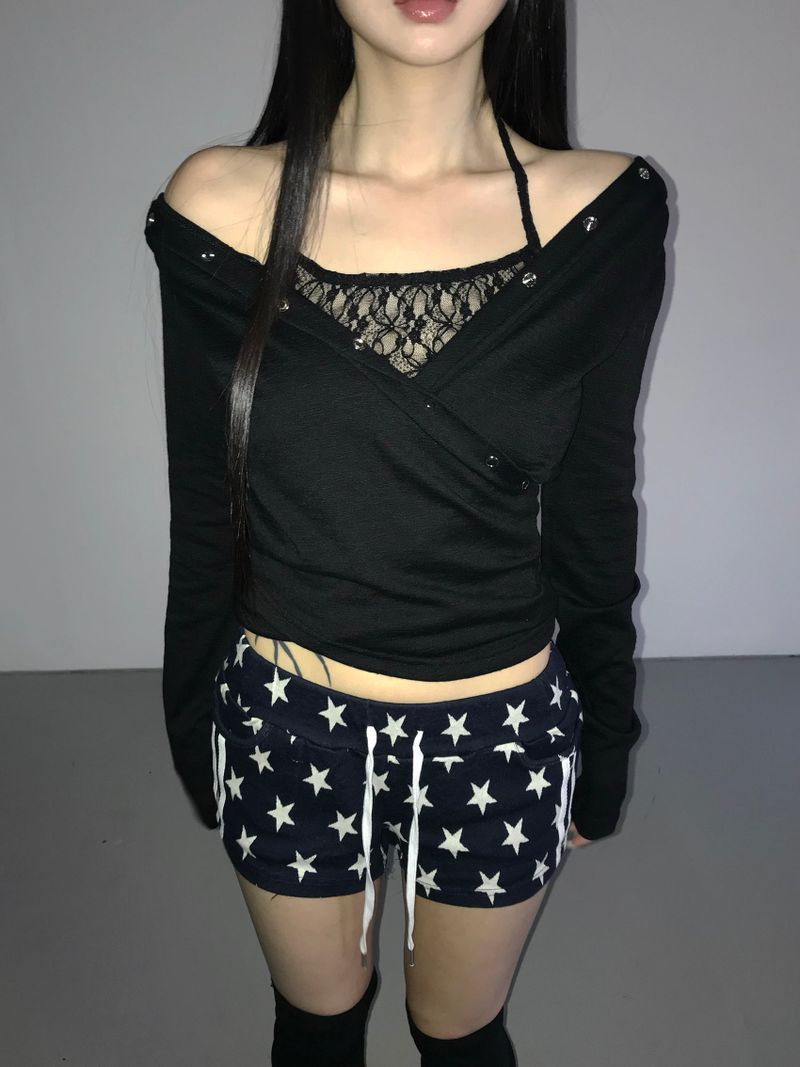 snap cross hoodie top(3 color)