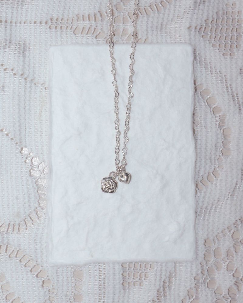 [MADE] lovely rose. rose heart chain necklace