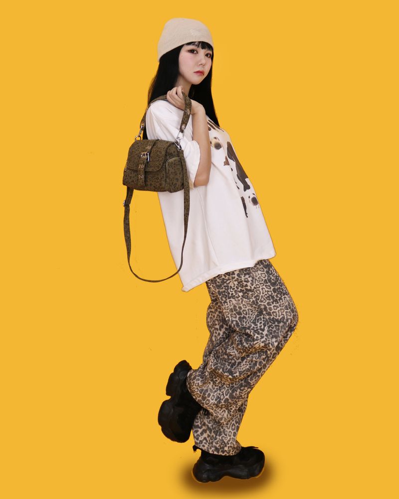 leopard jake buckle cross bag (3color)