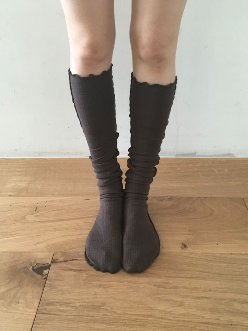 Ribbed Knit Long Knee High Socks