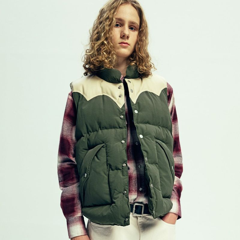 70s wyo padded ski vest olive khaki