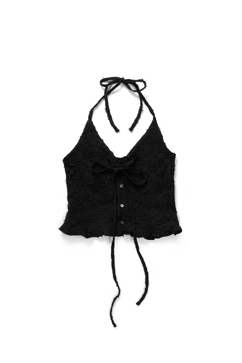 Flower pattern halter top_black