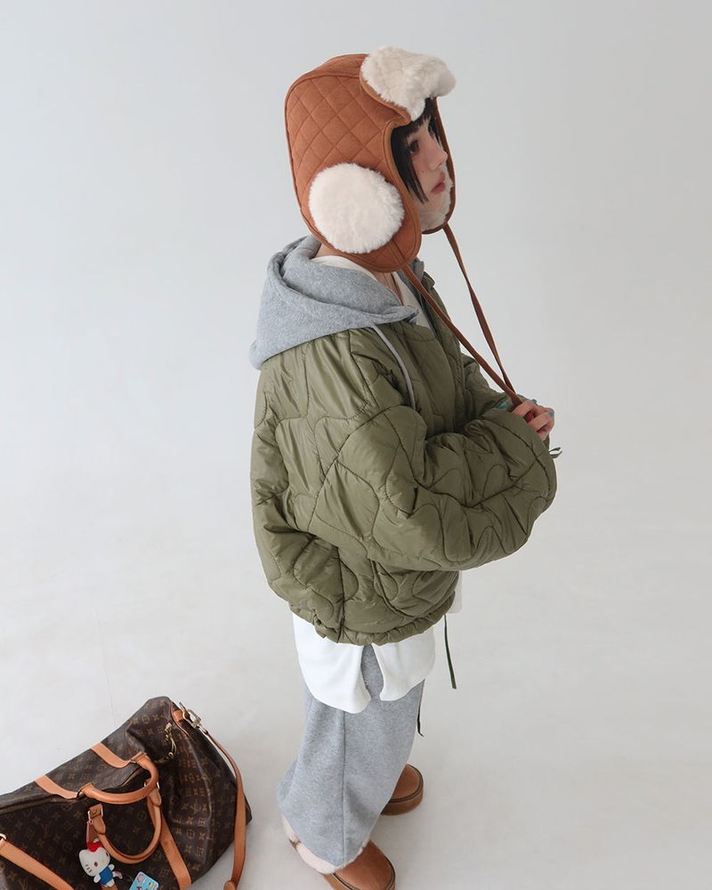 Camel quilting quilted earring truffler hat