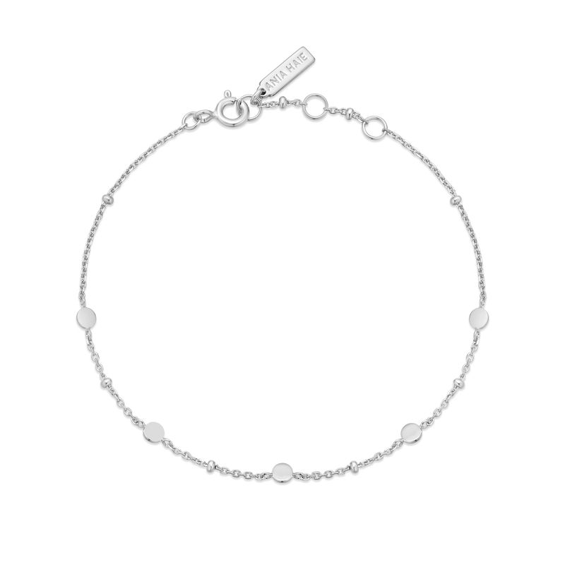 silver disk station rhodium plating + 925 silver bracelet B063-01H