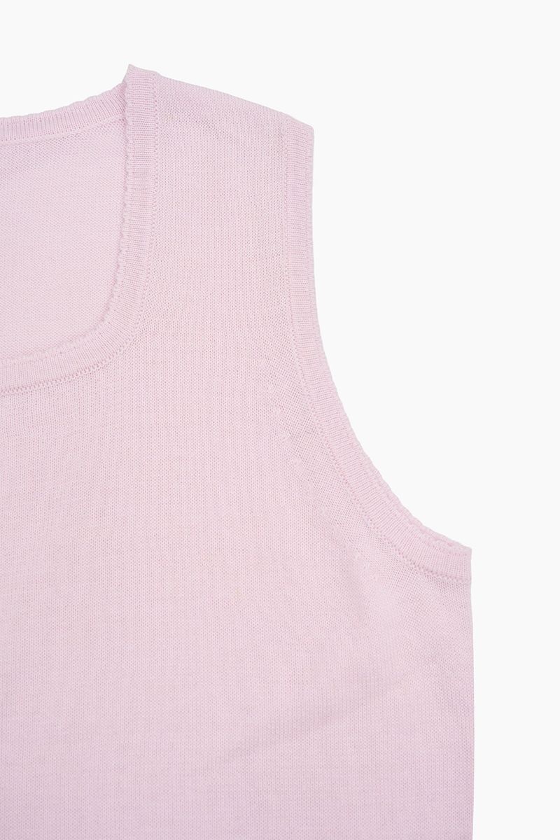 Silk button sleeveless knit top