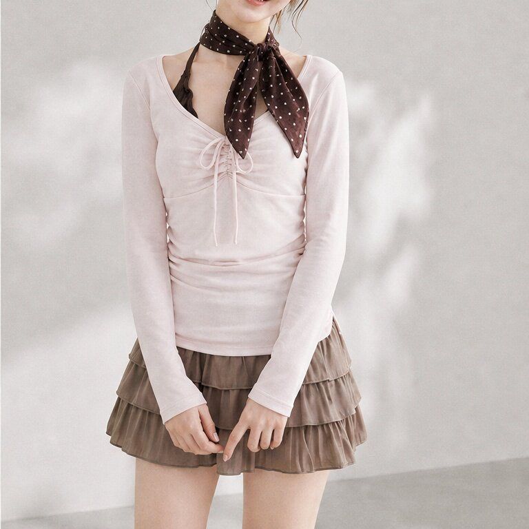 Eira Halter Layered Shirring T-shirt