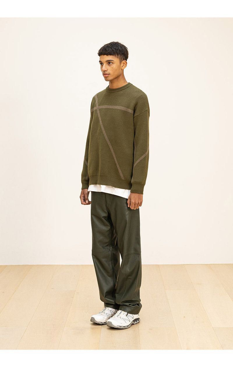 LAMSKIN CURVED LINE PANTS