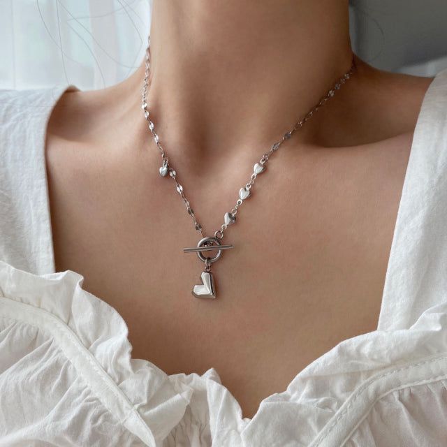 ssgh toggle bar heart two-way necklace