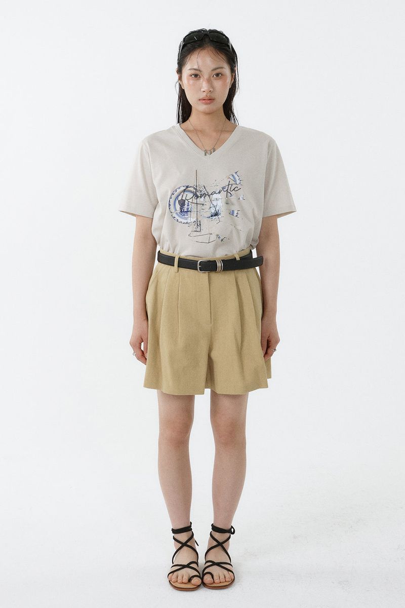 GALAXY V-NECK T-SHIRT_LIGHT BEIGE