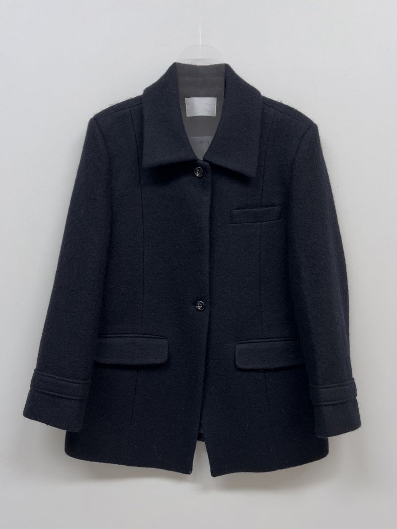 [wool95%] Sander Collar Wool Half Coat
