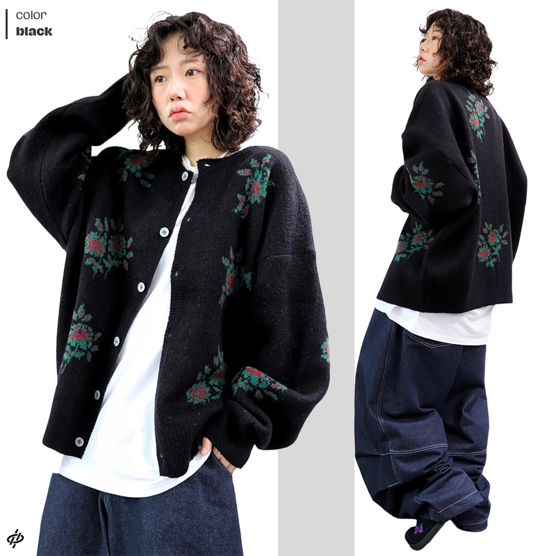 Oversized Vintage Flower Cardigan