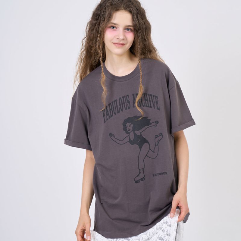 Snap Loose Fit T-Shirts Charcoal