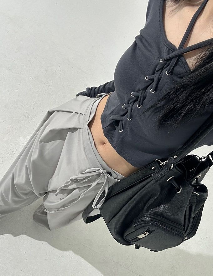 Two-button Wrap Pants
