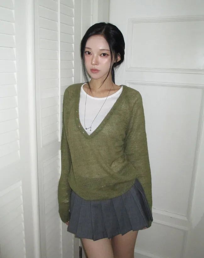ULAN（ユレン）の「Monde Button Deep V-Neck Mohair Knit（Tops）」