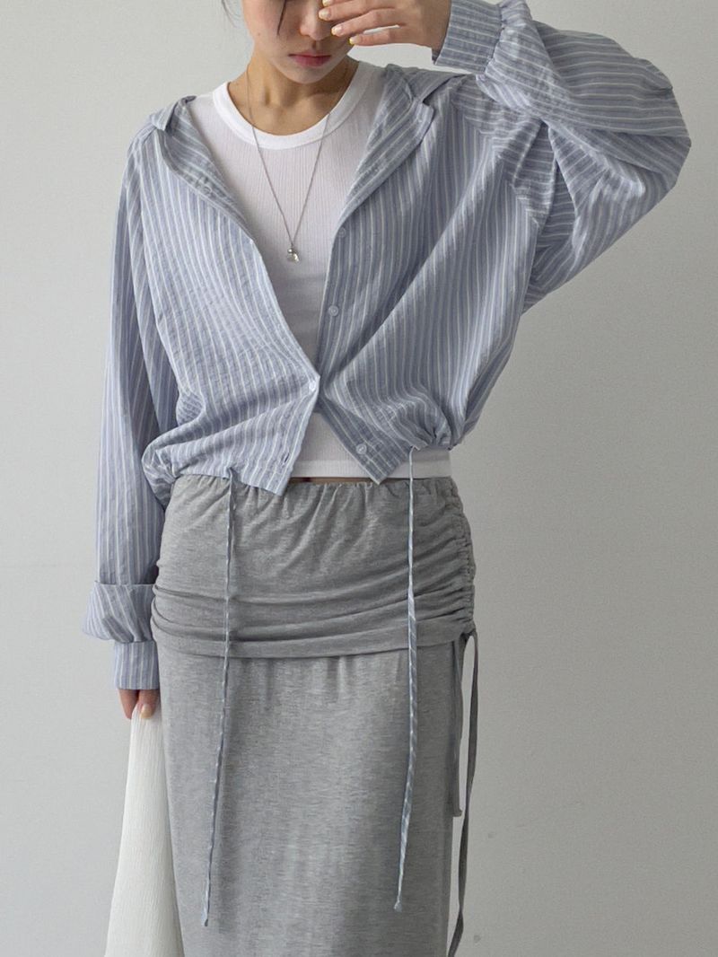 Shirred Layered Long Skirt