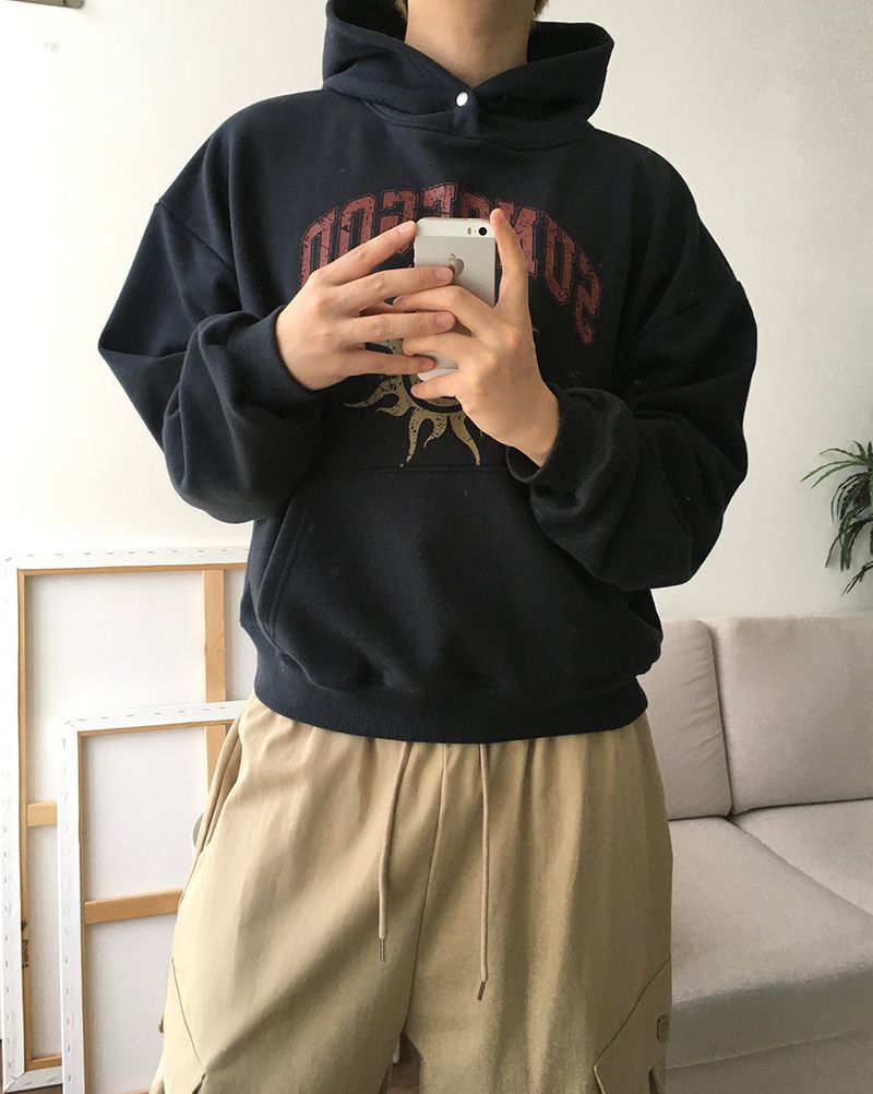 Heli Printed Crop Hoodie
