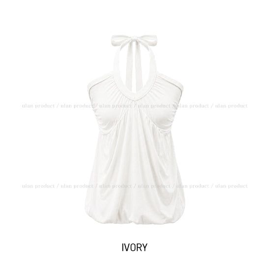 Pair Shirred Strap Halter Top
