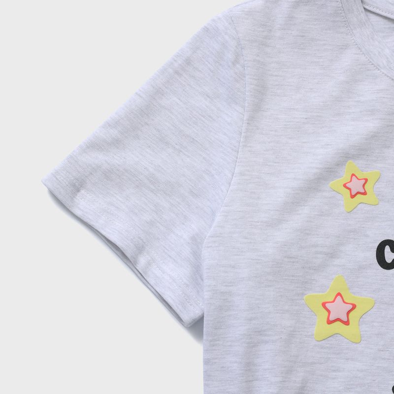 Campus Lover With Star Crew Neck Light Gray Women's Short-Sleeved T-Shirt [For women]