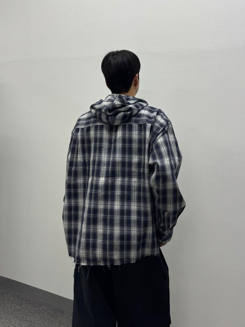 vely gingham hooded shirt