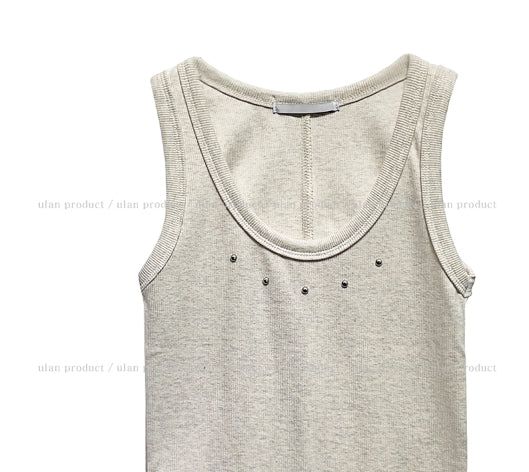 Teak stud cut ribbed sleeveless
