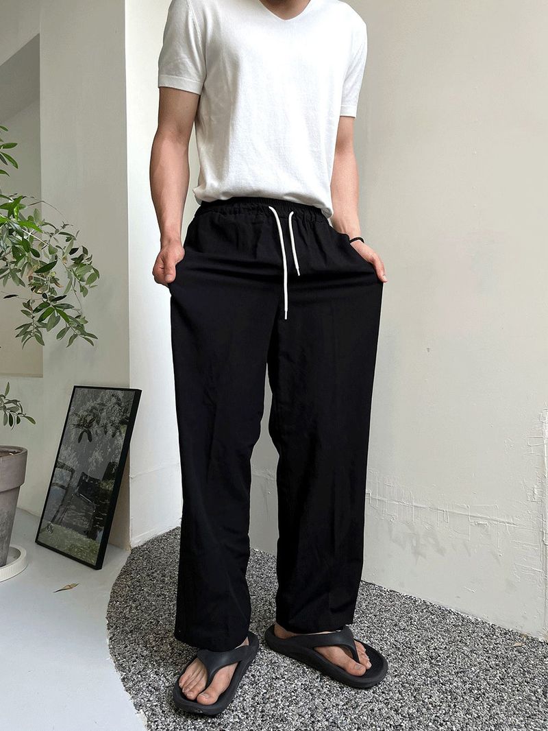 ice linen banding pants