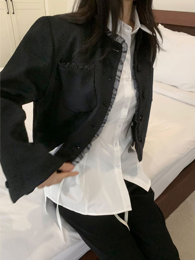 Classic Muse Lace -Trimmed Tweed Jacket