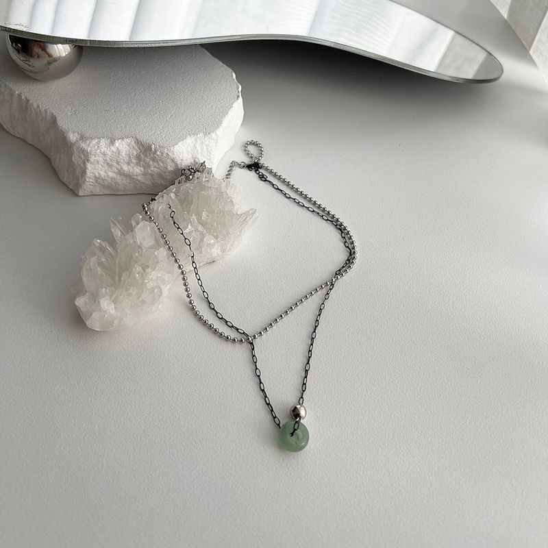 Haur gemstone y2k hip two-line layered choker necklace