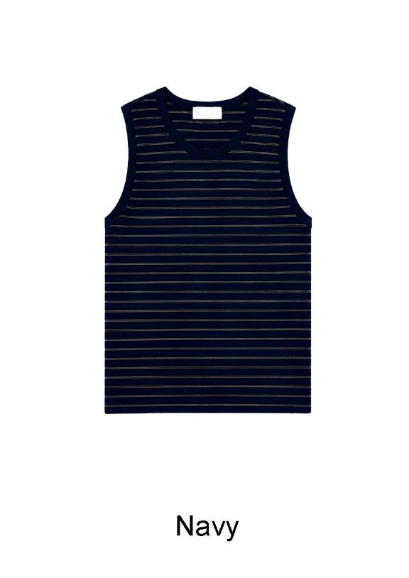 Rubber striped sleeveless top