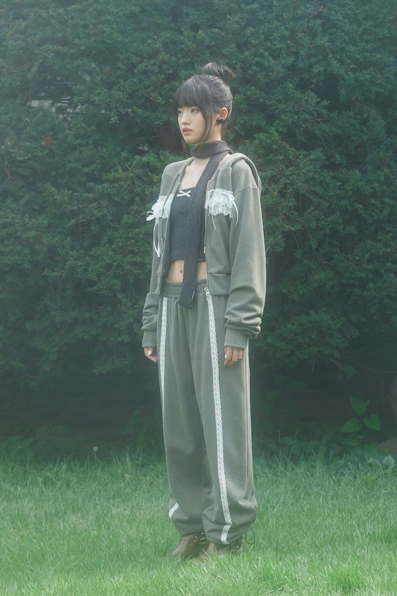 LACE  PIGMENT PANTS (KHAKI)
