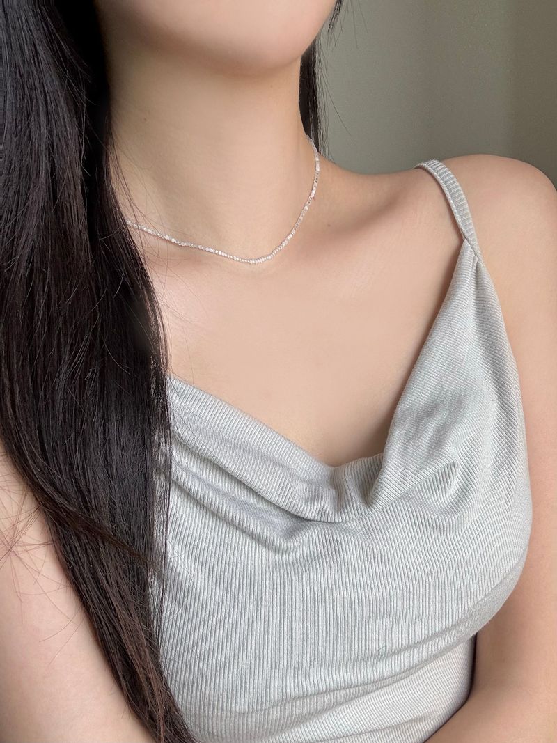 [Surgical Steel] Rain Beads Necklace Ring Set / 2 Colors / Summer White Blue Simple Daily