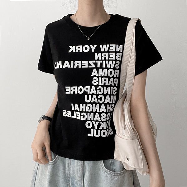 Urban Slim Fit Lettering Short-Sleeved T-Shirt (3 colors)