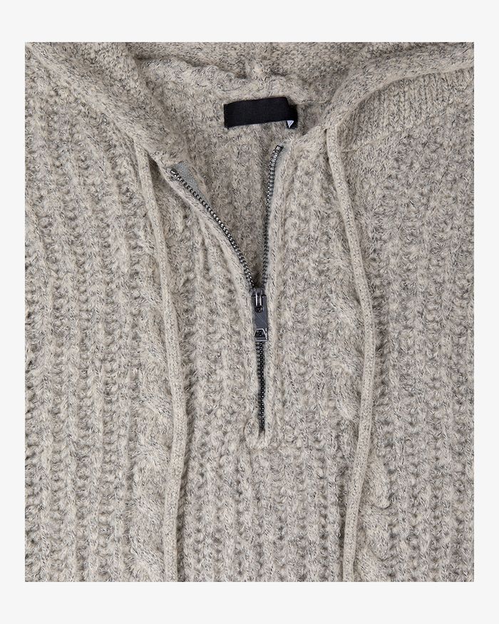 (UNISEX) Follow Half Zip Cable Knit Hoodie