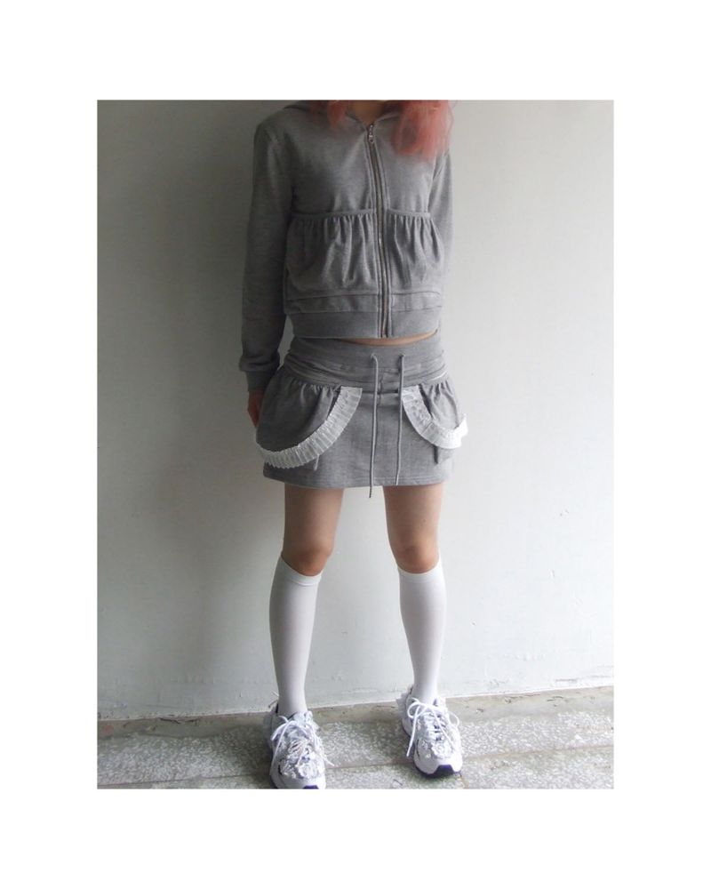  WRINKLE HOOD ZIP UP GREY