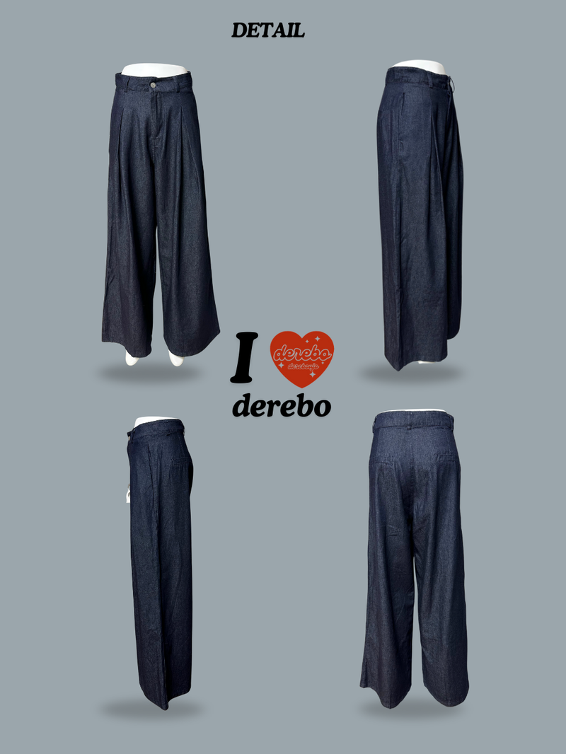 Dark blue denim vest pants two-piece