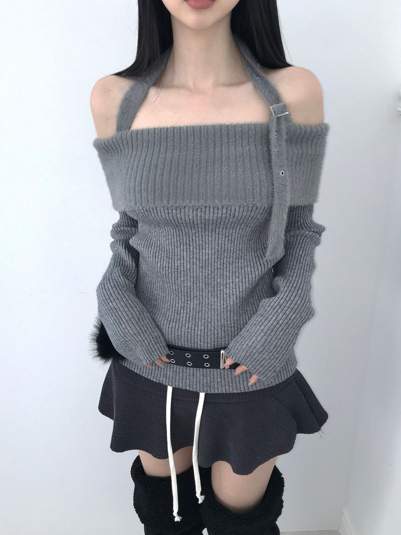 THEAIRTOWN（ザエアータウン）の「saint off strap knit(3 color)（Tops）」