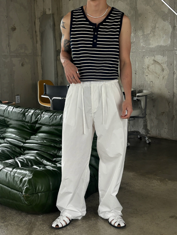 [S/S] Stripe henry neck sleeveless(3color)