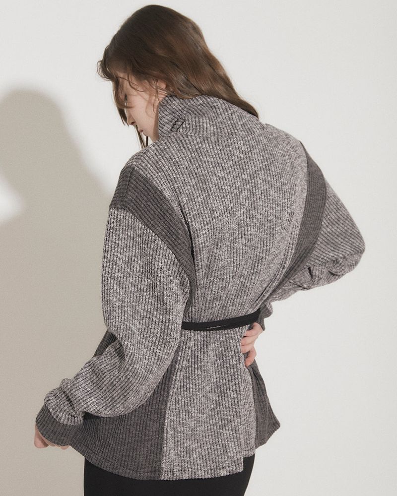 PANEL TURTLENECK PULLOVER [GRAY]