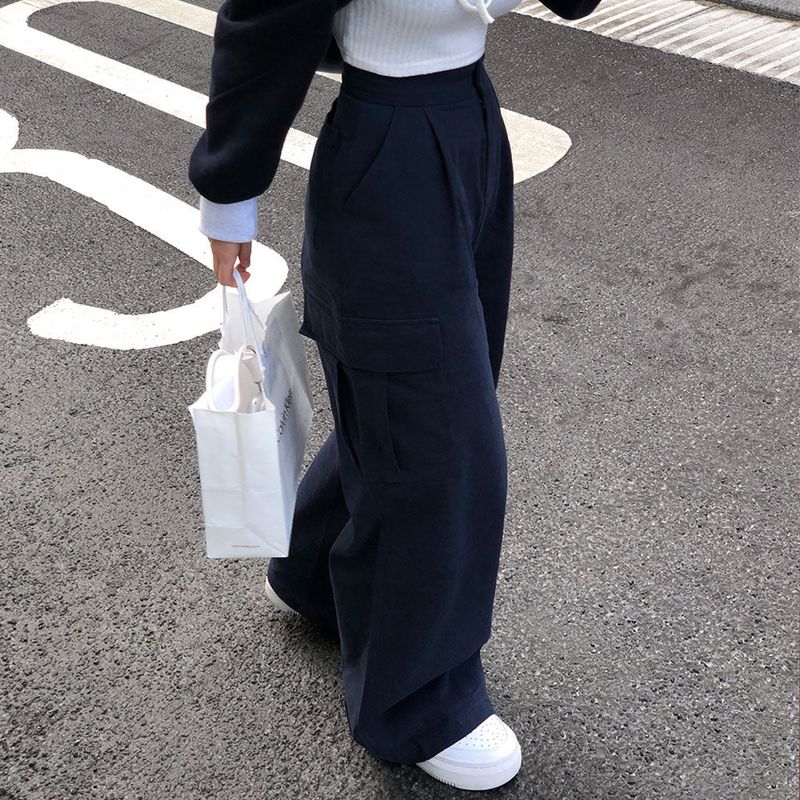 [BELLIDE MADE] suede pocket wide cargo pants