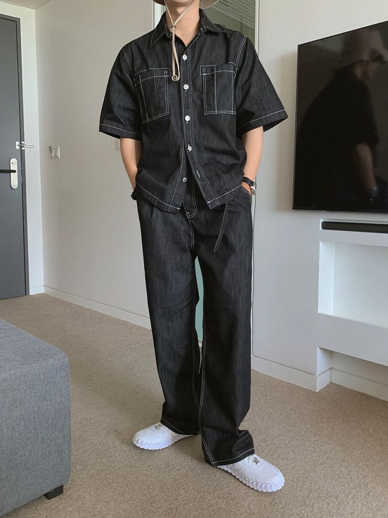 Tension Crush Linen Half Denim Jacket (2color)