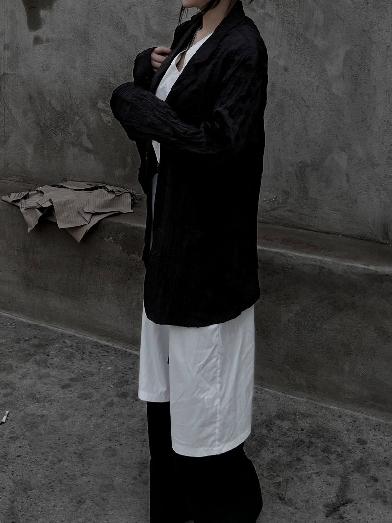 [unisex] ringkle pleated jacket