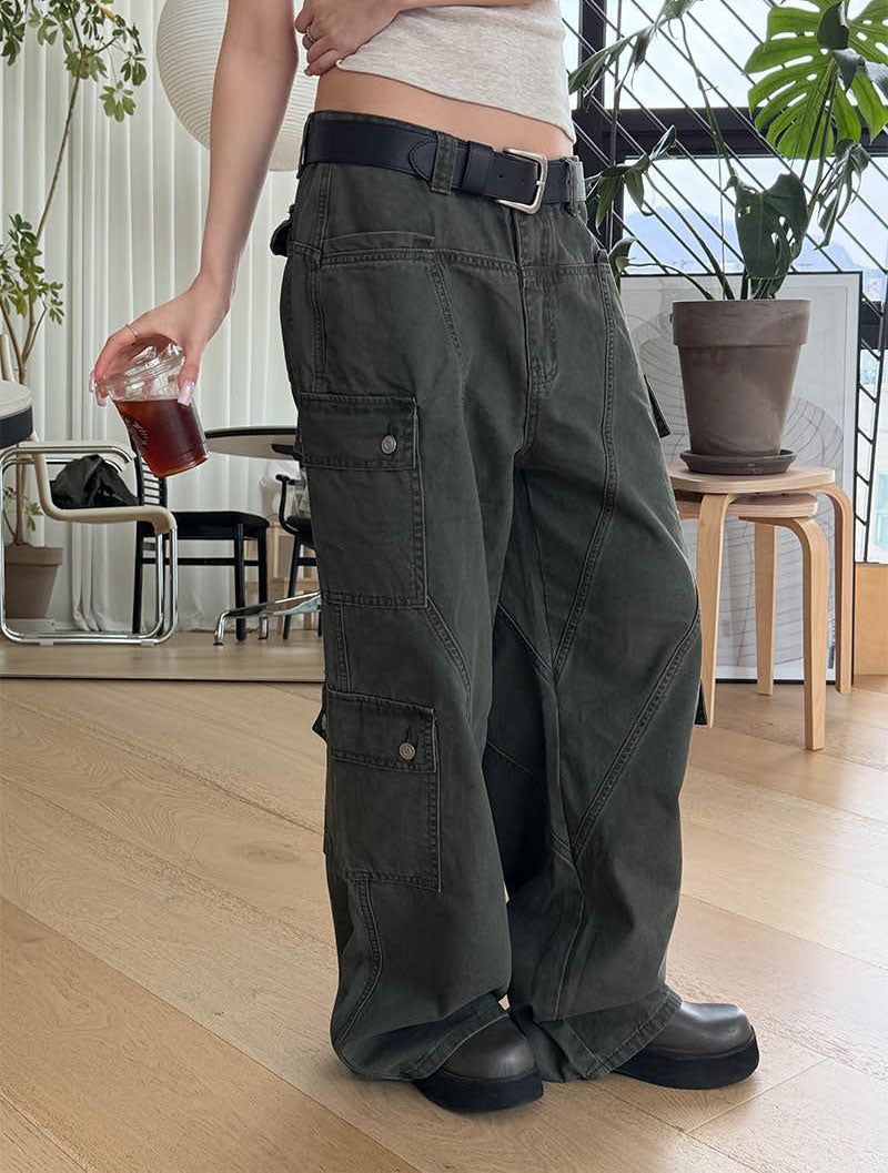 Wide flare cargo pants(2color)